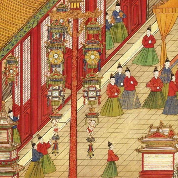 Lanterns in Part of Painting "Ming Xianzong Yuanxiao Xingle Tu" About Celebrations of Lantern Festival of Chenghua Emperor 