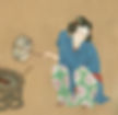 Beautiful Fan Drawing in the Painting "Court Ladies Preparing Newly Woven Silk" by artist Zhang Xuan of the Tang Dynasty