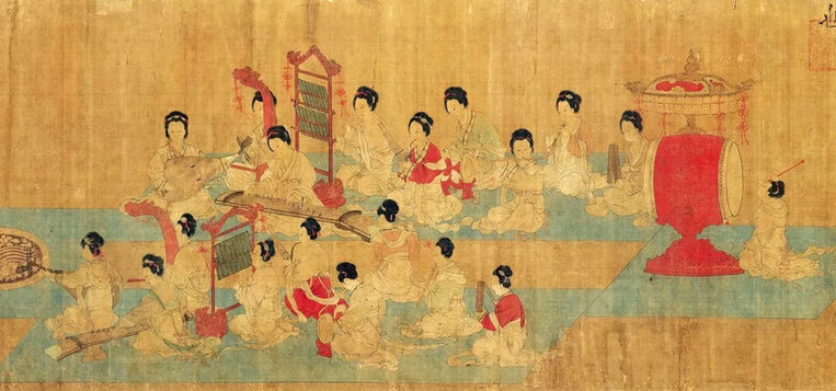 Chinese Instruments in the painting "Musical Performance"