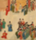 Clothing Colors of Wanli Emperor and Officials of Different Ranks on Xu Xianqing Huanji Tu, By Artists Yu Ren and Wu Yue in 1588